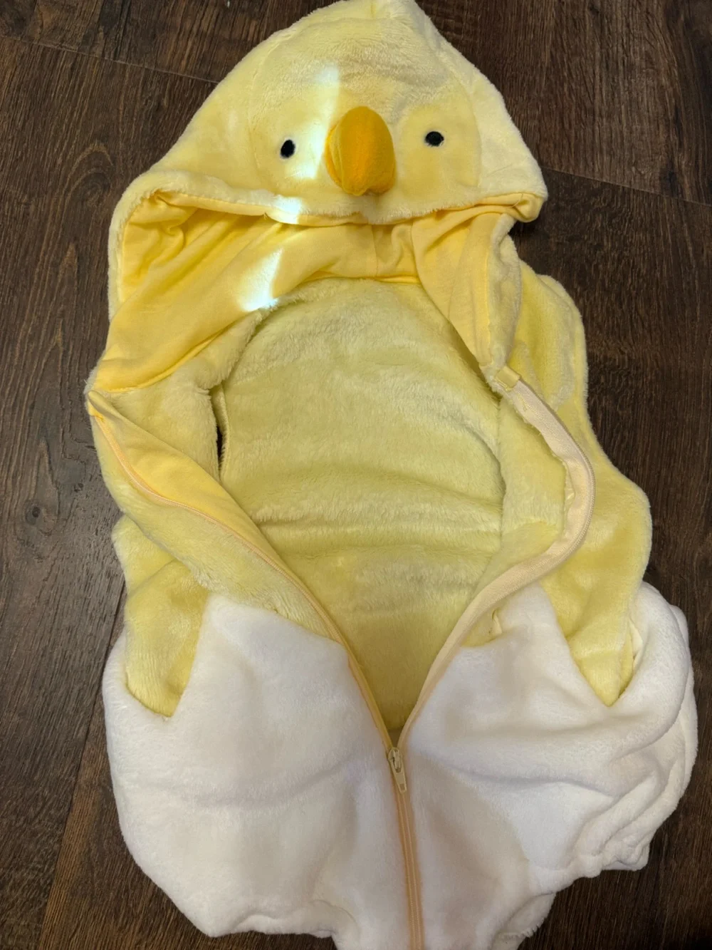 Yellow and White Plush Duck Costume Hoodie with Stocking